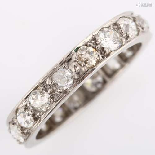 An Antique diamond full eternity ring, unmarked platinum set...