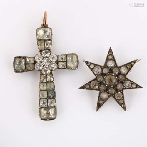 2 early 19th century paste pendants, comprising Georgian unm...