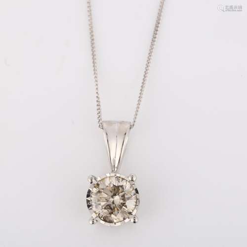 A 1.04ct solitaire diamond pendant necklace, 9ct white gold ...