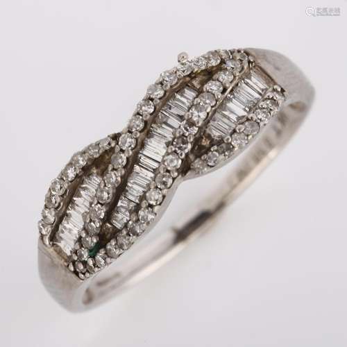 A modern 9ct white gold diamond cluster band ring, set with ...