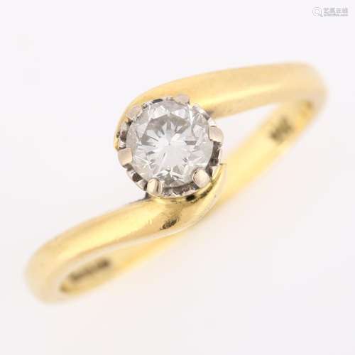 An 18ct gold 0.33ct solitaire diamond ring, with crossover s...