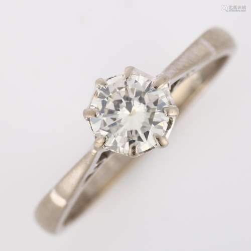 An 18ct white gold 0.65ct solitaire diamond ring, claw-set w...