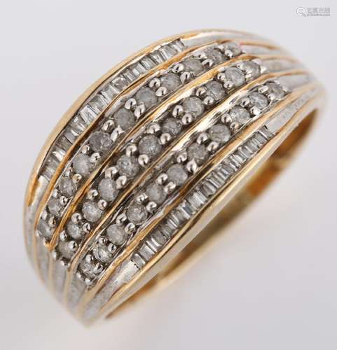 A modern 9ct gold diamond cluster band ring, set with modern...