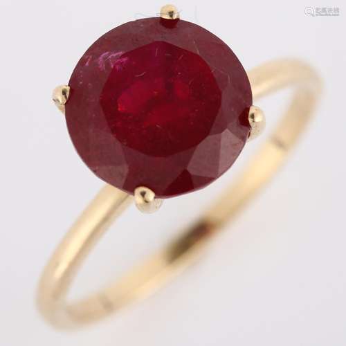 A modern 9ct gold synthetic ruby dress ring, set with modern...