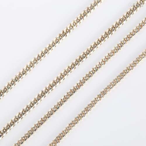 2 Peruvian silver flat curb link chain necklaces, both 60cm ...