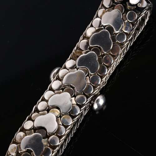 A Continental silver brick link bracelet, length 19cm, 74.7g...