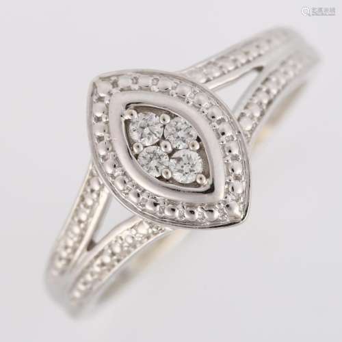 A modern 9ct white gold diamond marquise cluster ring, set w...