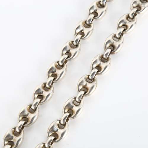 A heavy silver Mariner Puff link chain necklace, necklace le...