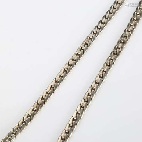 A silver herringbone link chain necklace, length 46cm, 52.6g...