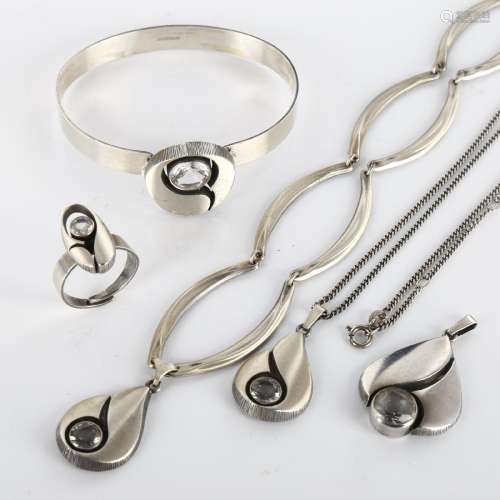 A group of Finnish sterling silver and cubic zirconia jewell...