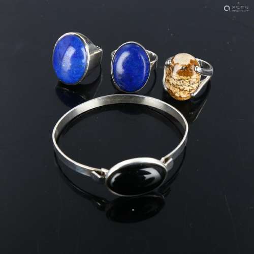 Various stone set silver jewellery, comprising 1 bracelet an...