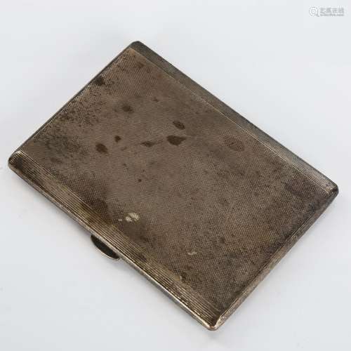 An Elizabeth II rectangular silver cigarette case, allover e...