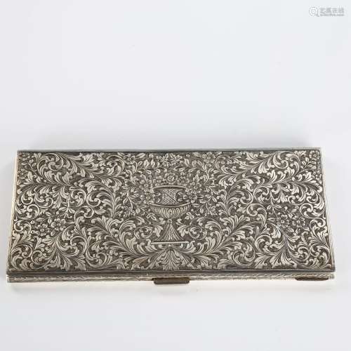 A mid-20th Century Italian 800 silver cigarette case, allove...