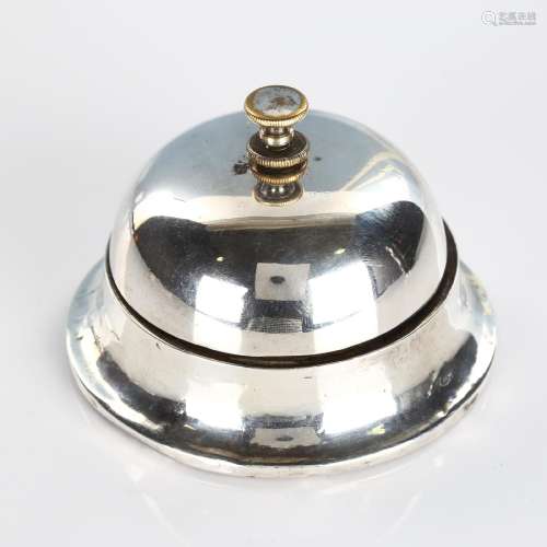 A George V silver-mounted table bell, with twist knop action...