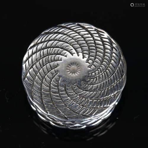 A 19th century miniature unmarked silver basket weave pillbo...