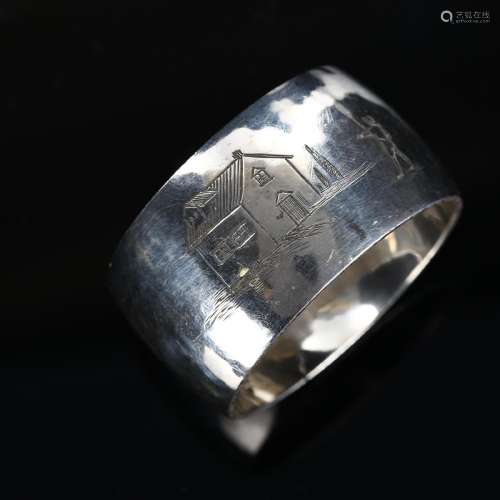ASPREY & CO LTD - a George VI silver napkin ring, planis...