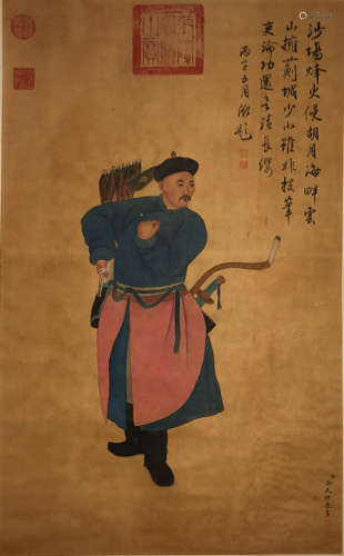 A Chinese Painting of Figure Signed Jin Tingbiao