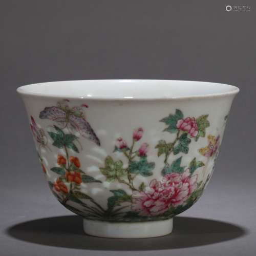 A Chinese Famille Rose Butterflies Bowl