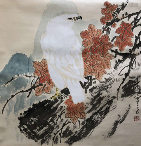 A Chinese Painting of Falcon Signed Sun Qifeng