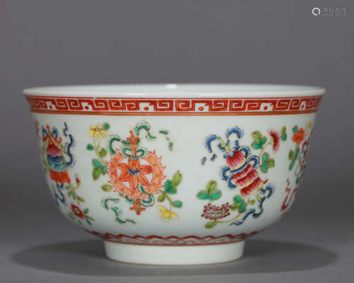 A Chinese Famille Rose Eight Auspicious Symbols Bowl