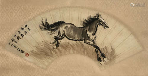 A Chinese Painting of Galloping Horse Signed Xu Beihong
