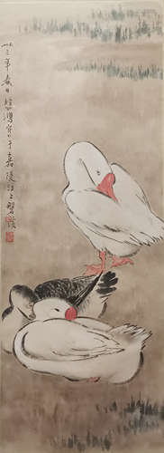 A Chinese Painting of Geese Signed Xu Beihong