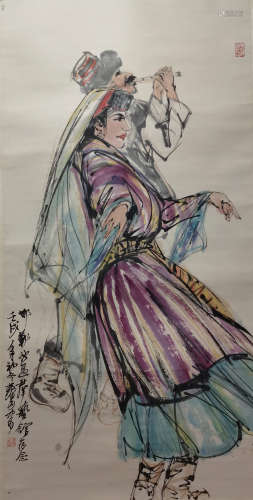 A Chinese Painting of Figure Signed Huang Zhou