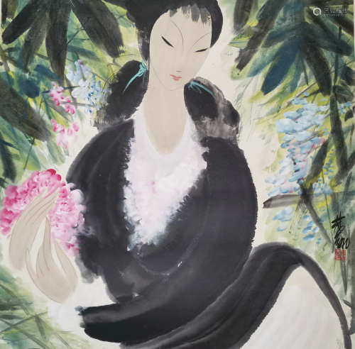 A Chinese Painting of Beauty Signed Lin Fengmian