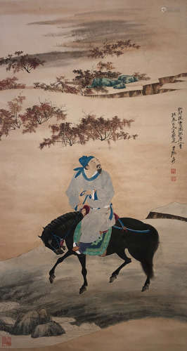 A Chinese Painting of Figural Story Signed Zhang Daqian