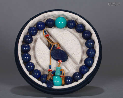 A Chinese Lapis Lazuli Bracelet