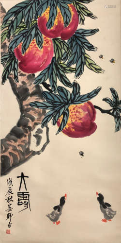 A Chinese Painting of Longevity Singed Lou Shibai