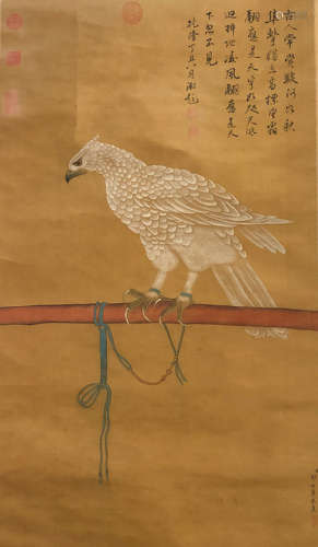 A Chinese Painting of Falcon Signed Lang Shining