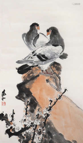 A Chinese Painting of Pigeon Signed Jiang Zhaohe