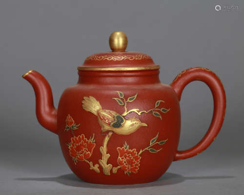 A Chinese Yixing Glaze Zisha Teapot