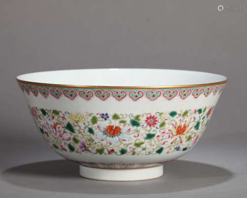 A Chinese Famille Rose Floral Scrolls Bowl