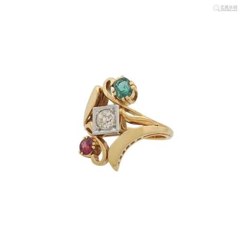 Ring mit Altschliffdiamant ca. 0,45 ct,