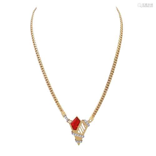 Collier mit Feueropal und Brillanten