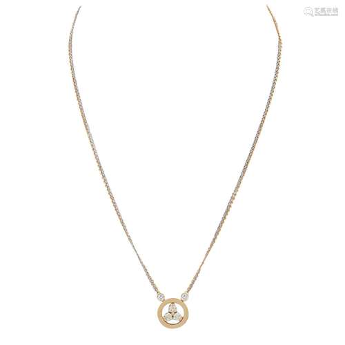 Unikat Collier mit 3 "Fire-Rose-Yellow" Diamanten,...