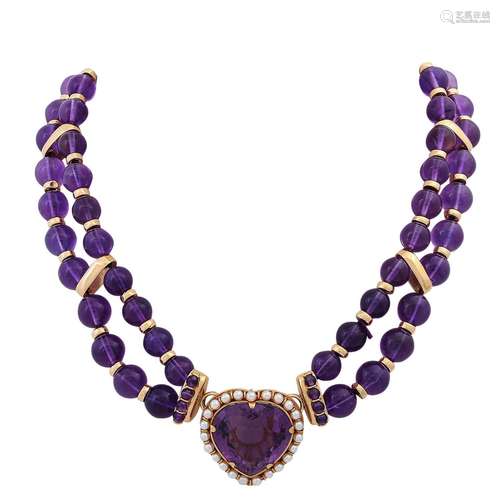 Amethystcollier mit Herzmittelteil,