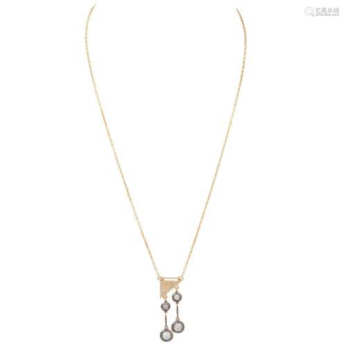 Collier mit 4 Altschliffdiamanten von zus. ca. 2 ct,