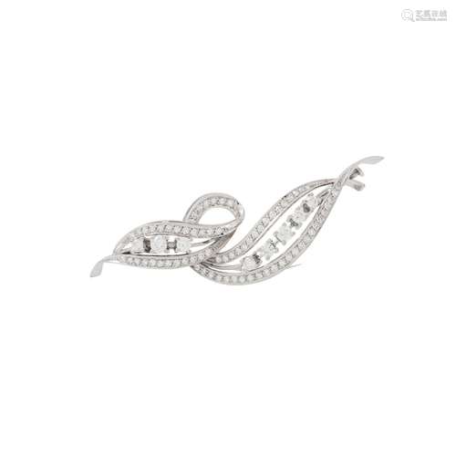 SCHILLING Brosche mit Diamanten und Brillanten von zus. ca. ...