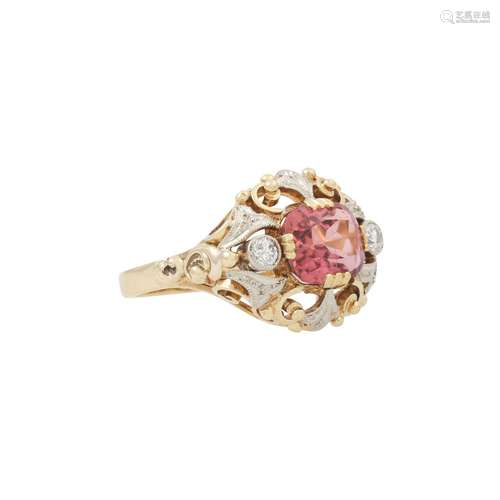 Ring mit rosa Turmalin und Brillanten