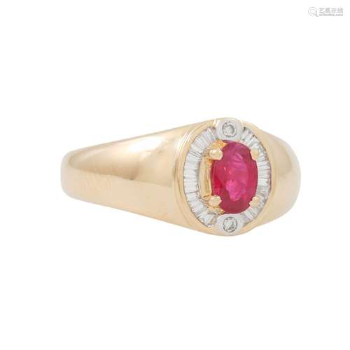 Ring mit Rubin und Diamanten zus. ca. 0,3 ct,