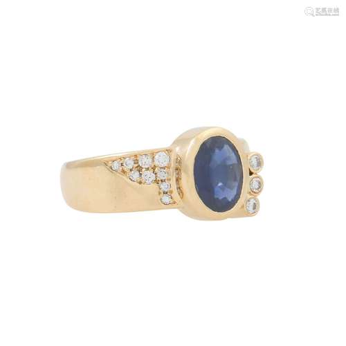 Ring mit Saphir ca. 1,5 ct und Brillanten