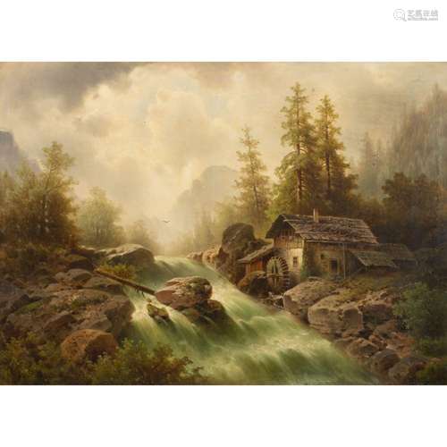 HÜBNER, ANTON (1818-1892) "Wassermühle im Berner Oberla...