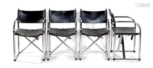 4 tubular frame armchairs