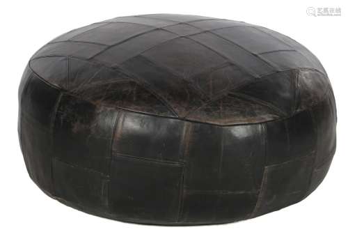 1970s leather pouf