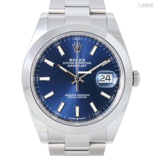 ROLEX Datejust 41 "Blau", Ref. 126300-0001. Herren...