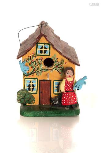 NOVA SCOTIA FOLK ART POLYCHROMED WOOD BIRD HOUSE