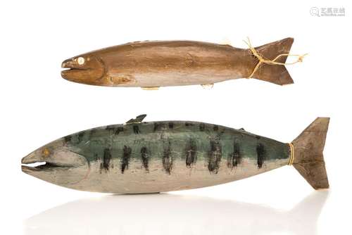 TWO NOVA SCOTIA FOLK ART CARVED FISH